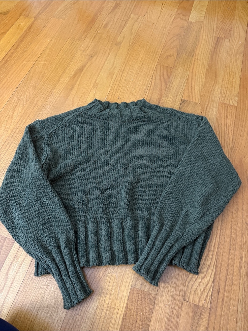 J. Crew Dark Green Ribbed Turtleneck Sweater